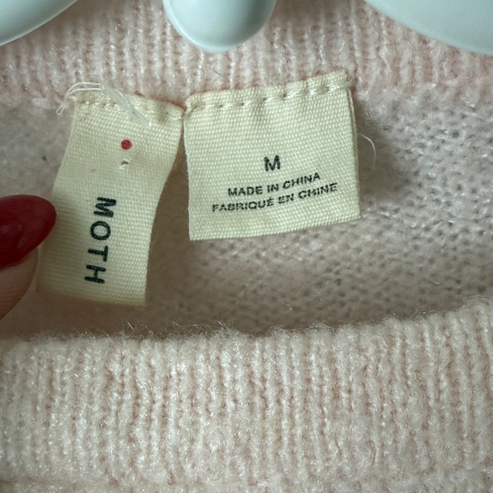 Anthropologie Pink Sweater with Feathers - Picture 2 of 5